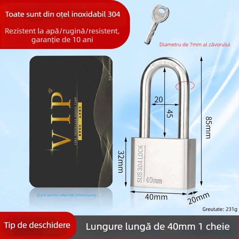 Huari Lacăt din oțel inoxidabil 304 | Lacăt cu deschidere dreaptă | Anti-furt; Impermeabil; Rezistent la coroziune; All-weather