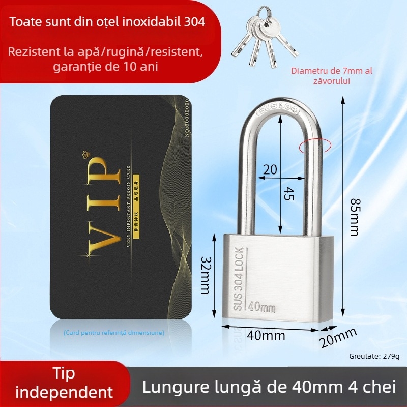 Huari Lacăt din oțel inoxidabil 304 | Lacăt cu deschidere dreaptă | Anti-furt; Impermeabil; Rezistent la coroziune; All-weather