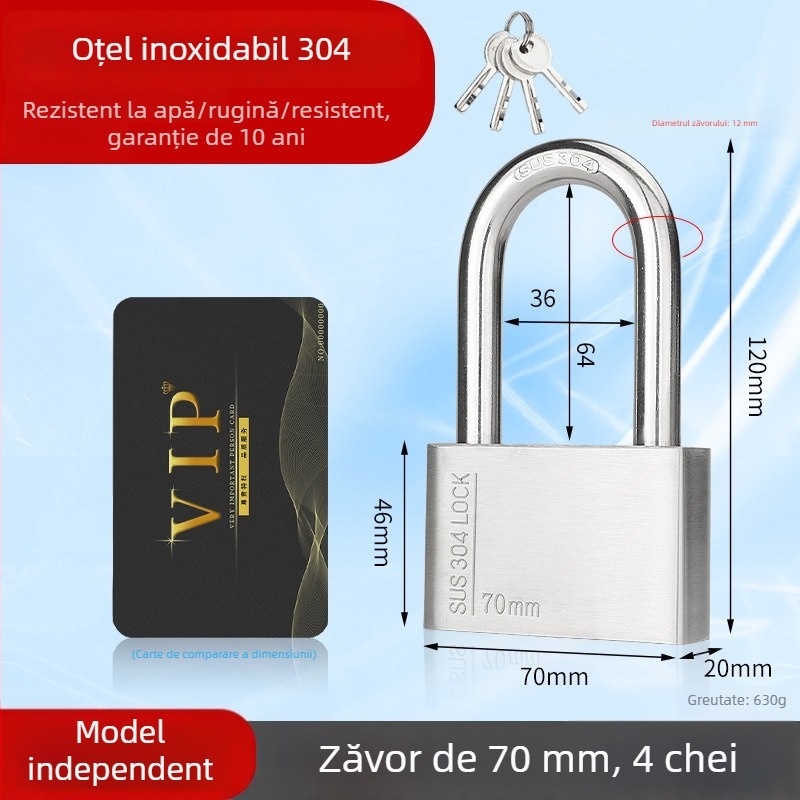 Huari Lacăt din oțel inoxidabil 304 | Lacăt cu deschidere dreaptă | Anti-furt; Impermeabil; Rezistent la coroziune; All-weather