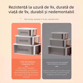 Cutie pentru prospețime din oțel inoxidabil 316, de calitate alimentară, cu capac etanș