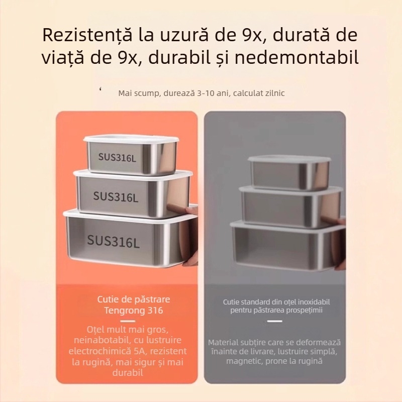 Cutie pentru prospețime din oțel inoxidabil 316, de calitate alimentară, cu capac etanș