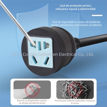 Prelungitor de înaltă putere cu trei prize și priză cu cinci găuri, cablu de conectare, 10A, 100–250V AC, 2500W, carcasă PVC