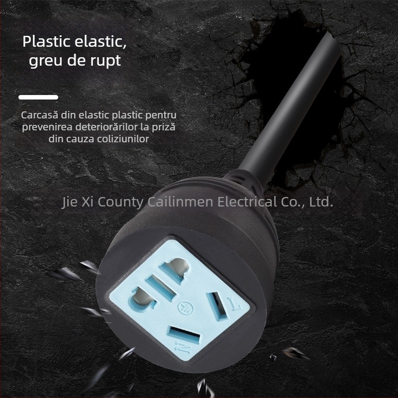 Prelungitor de înaltă putere cu trei prize și priză cu cinci găuri, cablu de conectare, 10A, 100–250V AC, 2500W, carcasă PVC