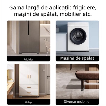 Suport pentru mașina de spălat cu bază mobilă, anti-alunecare și anti-vibrații, cadru din oțel cu role glisante