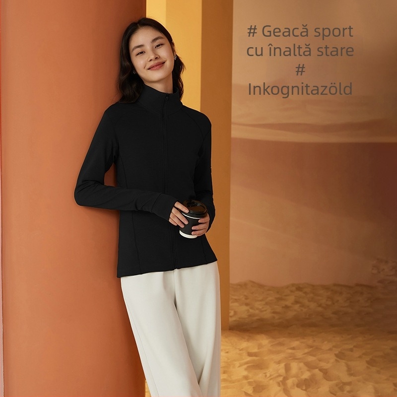Geacă sport termică pentru femei — croi Slim, guler semi înalt, fermoar, căldură densă, fibre de celuloză regenerată