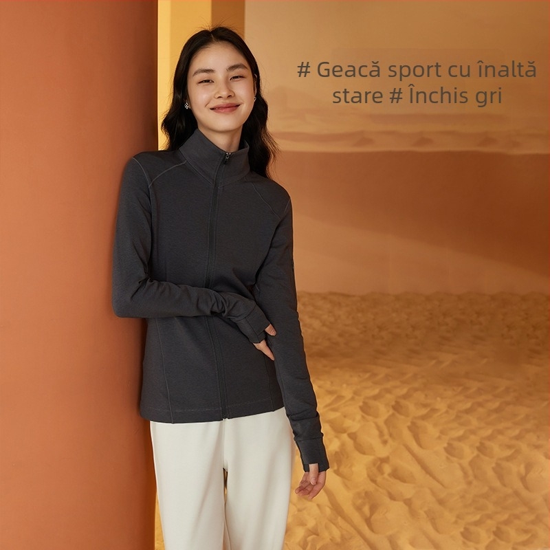 Geacă sport termică pentru femei — croi Slim, guler semi înalt, fermoar, căldură densă, fibre de celuloză regenerată