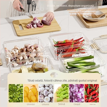 Cutie de depozitare pentru frigider din plastic, Xingyou, stil Nordic, cutie Crisper, de calitate alimentară, transparentă, etanșă