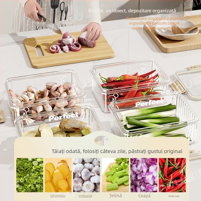 Cutie de depozitare pentru frigider din plastic, Xingyou, stil Nordic, cutie Crisper, de calitate alimentară, transparentă, etanșă