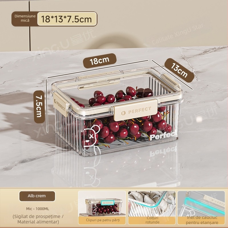 Cutie de depozitare pentru frigider din plastic, Xingyou, stil Nordic, cutie Crisper, de calitate alimentară, transparentă, etanșă