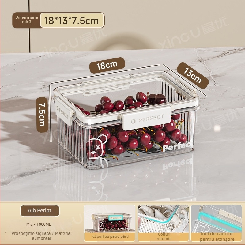 Cutie de depozitare pentru frigider din plastic, Xingyou, stil Nordic, cutie Crisper, de calitate alimentară, transparentă, etanșă