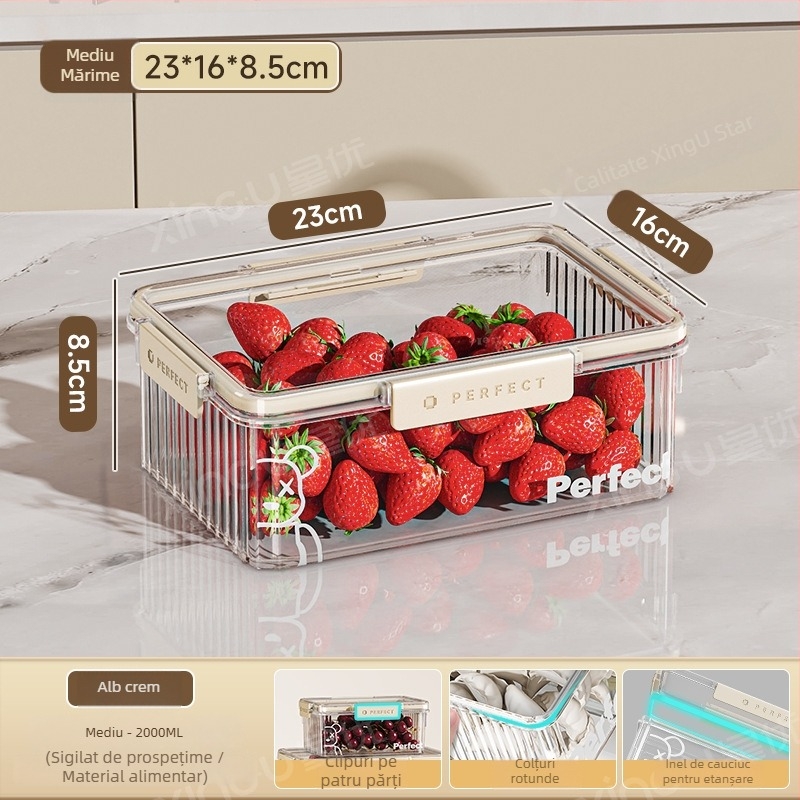 Cutie de depozitare pentru frigider din plastic, Xingyou, stil Nordic, cutie Crisper, de calitate alimentară, transparentă, etanșă