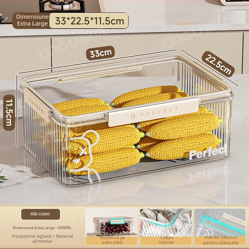 Cutie de depozitare pentru frigider din plastic, Xingyou, stil Nordic, cutie Crisper, de calitate alimentară, transparentă, etanșă