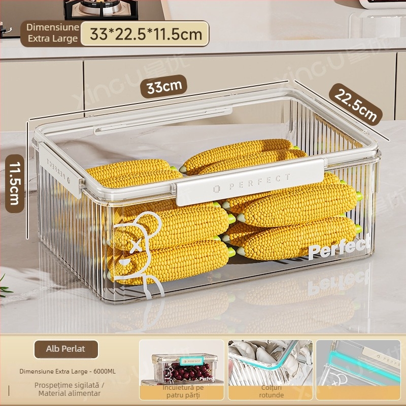 Cutie de depozitare pentru frigider din plastic, Xingyou, stil Nordic, cutie Crisper, de calitate alimentară, transparentă, etanșă