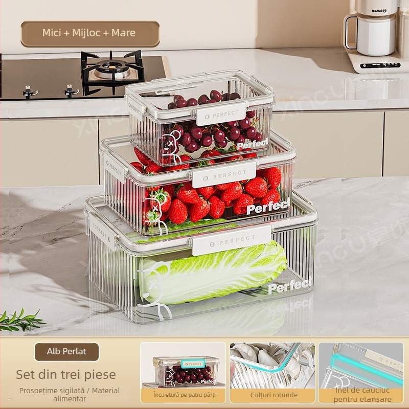 Cutie de depozitare pentru frigider din plastic, Xingyou, stil Nordic, cutie Crisper, de calitate alimentară, transparentă, etanșă