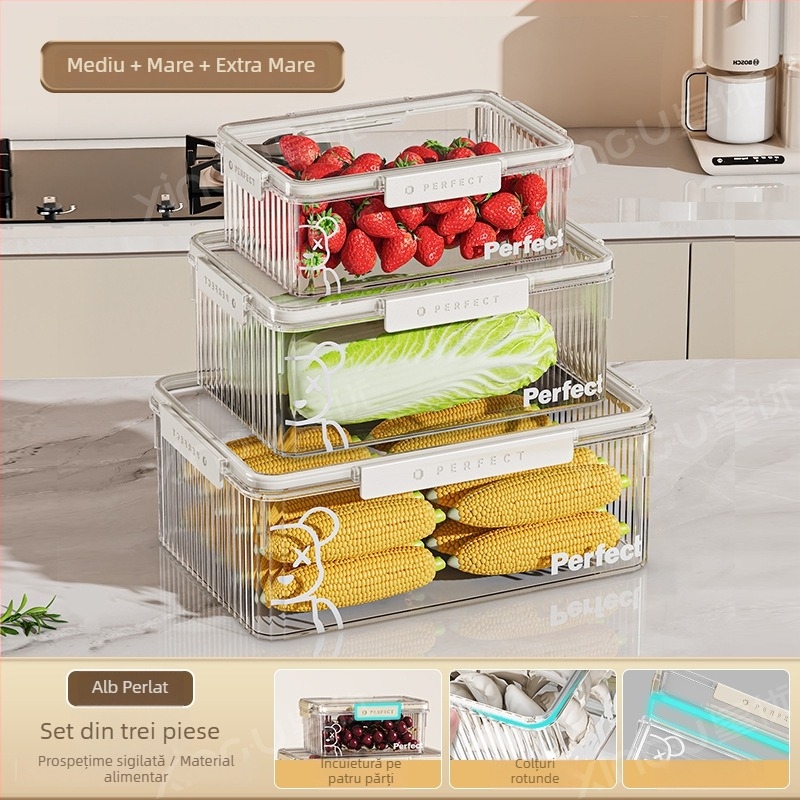 Cutie de depozitare pentru frigider din plastic, Xingyou, stil Nordic, cutie Crisper, de calitate alimentară, transparentă, etanșă
