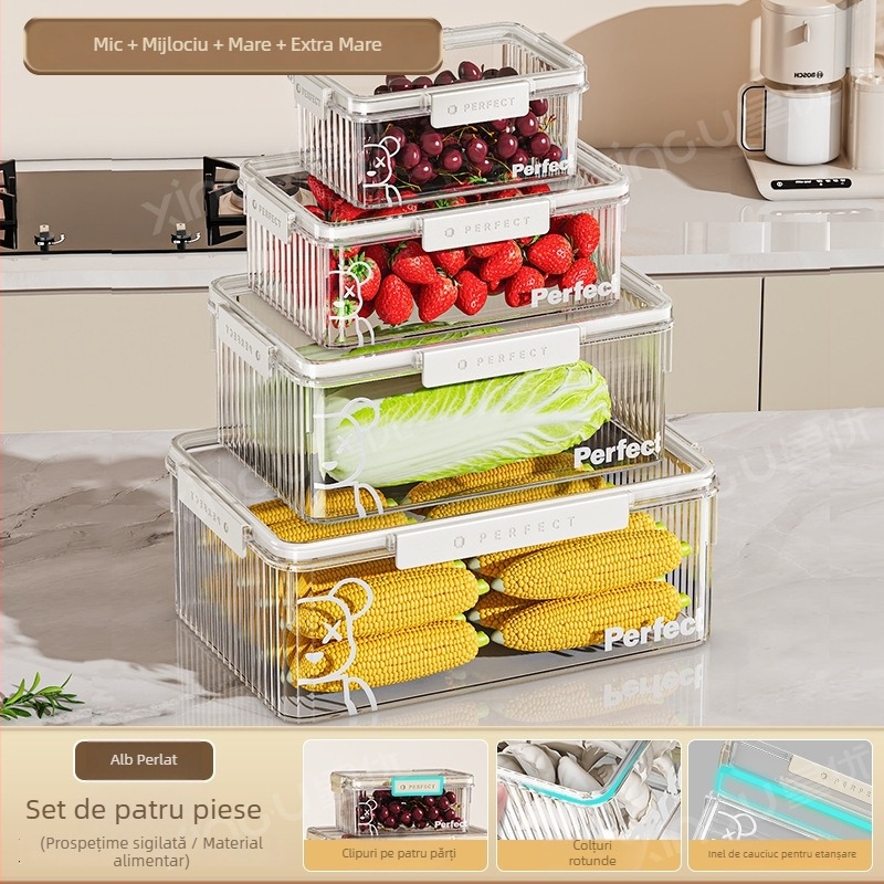 Cutie de depozitare pentru frigider din plastic, Xingyou, stil Nordic, cutie Crisper, de calitate alimentară, transparentă, etanșă