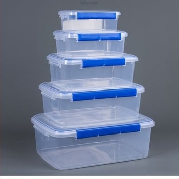 Recipient dreptunghiular din polipropilenă pentru depozitare în bucătărie, capacitate mare, transparent, de calitate alimentară, compatibil cu frigider