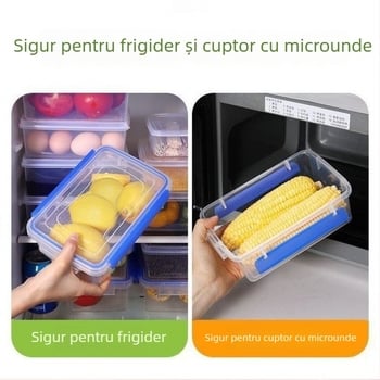 Recipient dreptunghiular din polipropilenă pentru depozitare în bucătărie, capacitate mare, transparent, de calitate alimentară, compatibil cu frigider