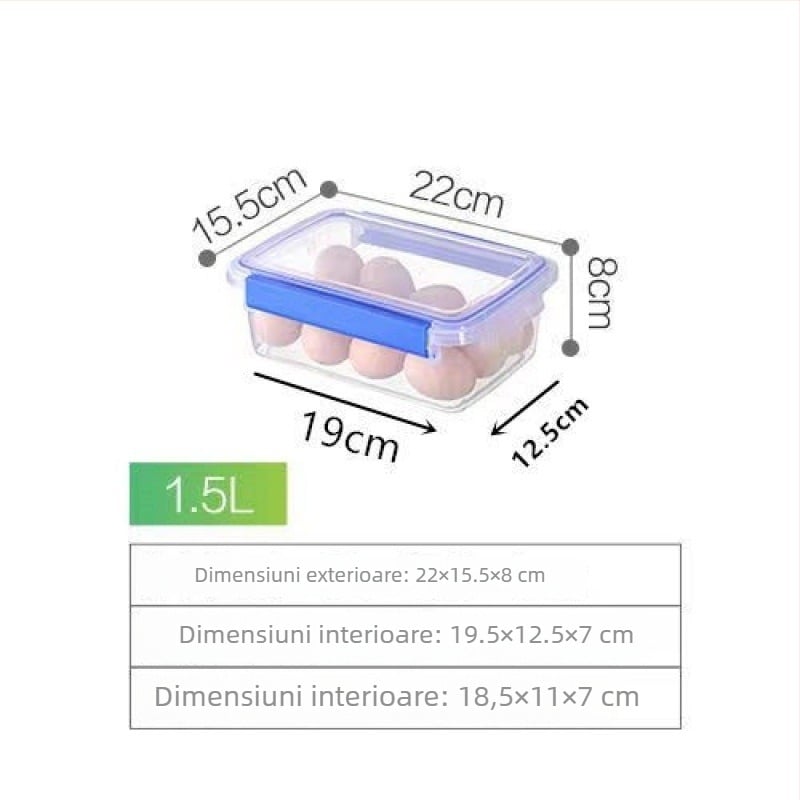 Recipient dreptunghiular din polipropilenă pentru depozitare în bucătărie, capacitate mare, transparent, de calitate alimentară, compatibil cu frigider