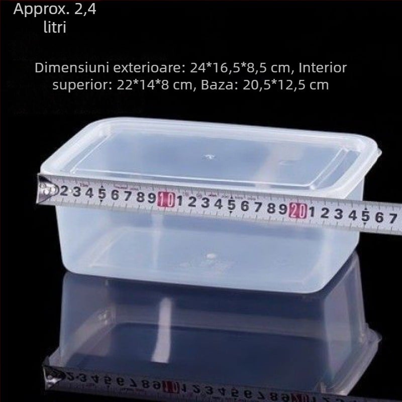 Recipient dreptunghiular din polipropilenă pentru depozitare în bucătărie, capacitate mare, transparent, de calitate alimentară, compatibil cu frigider
