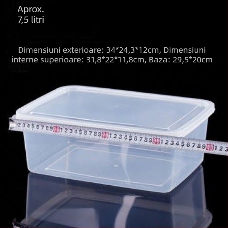 Recipient dreptunghiular din polipropilenă pentru depozitare în bucătărie, capacitate mare, transparent, de calitate alimentară, compatibil cu frigider
