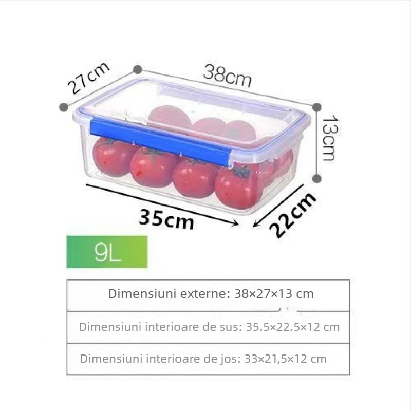 Recipient dreptunghiular din polipropilenă pentru depozitare în bucătărie, capacitate mare, transparent, de calitate alimentară, compatibil cu frigider