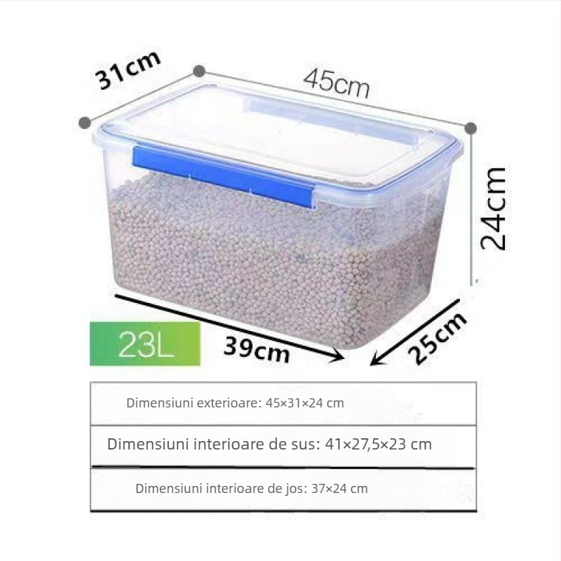 Recipient dreptunghiular din polipropilenă pentru depozitare în bucătărie, capacitate mare, transparent, de calitate alimentară, compatibil cu frigider