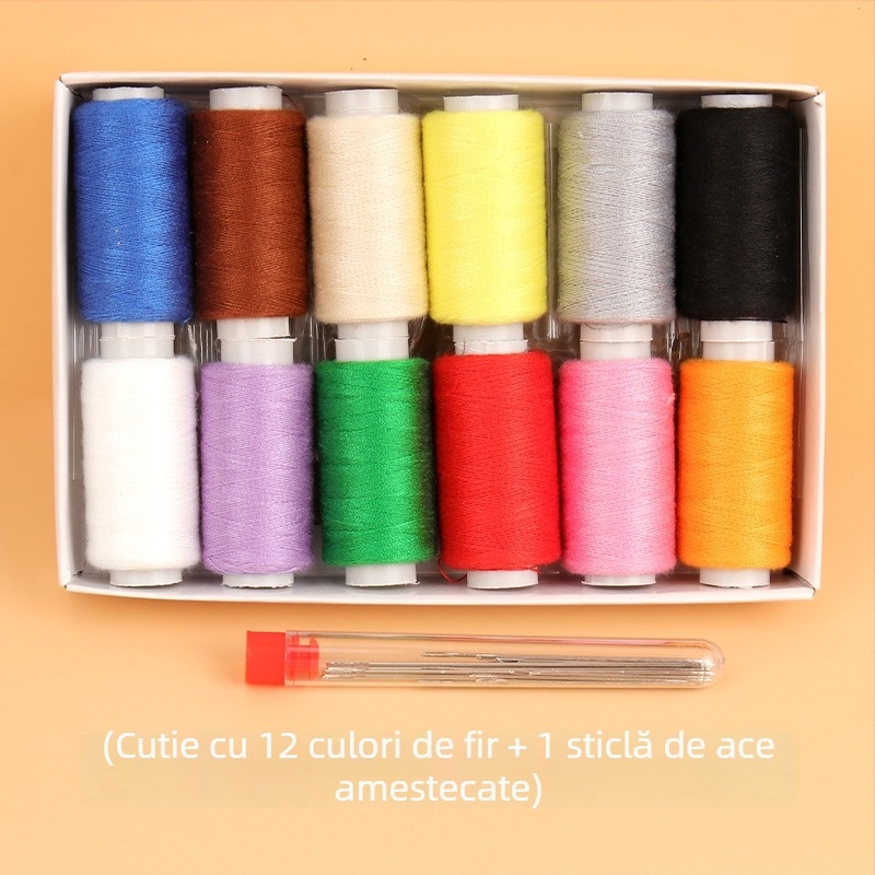 Set cu ace circulare și cutie de ață – kit practic de reparații pentru cusut manual și haine (tb-0828)