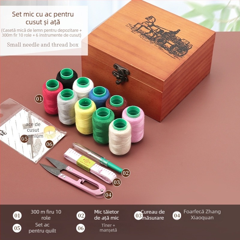 Set cu ace circulare și cutie de ață – kit practic de reparații pentru cusut manual și haine (tb-0828)