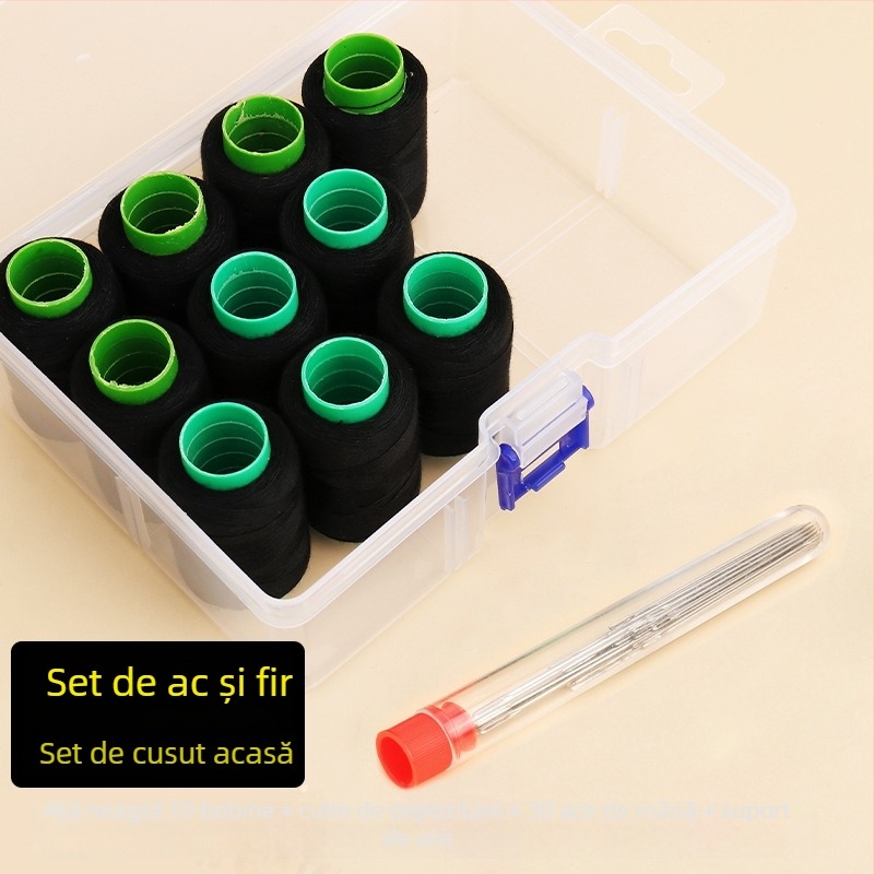 Set cu ace circulare și cutie de ață – kit practic de reparații pentru cusut manual și haine (tb-0828)