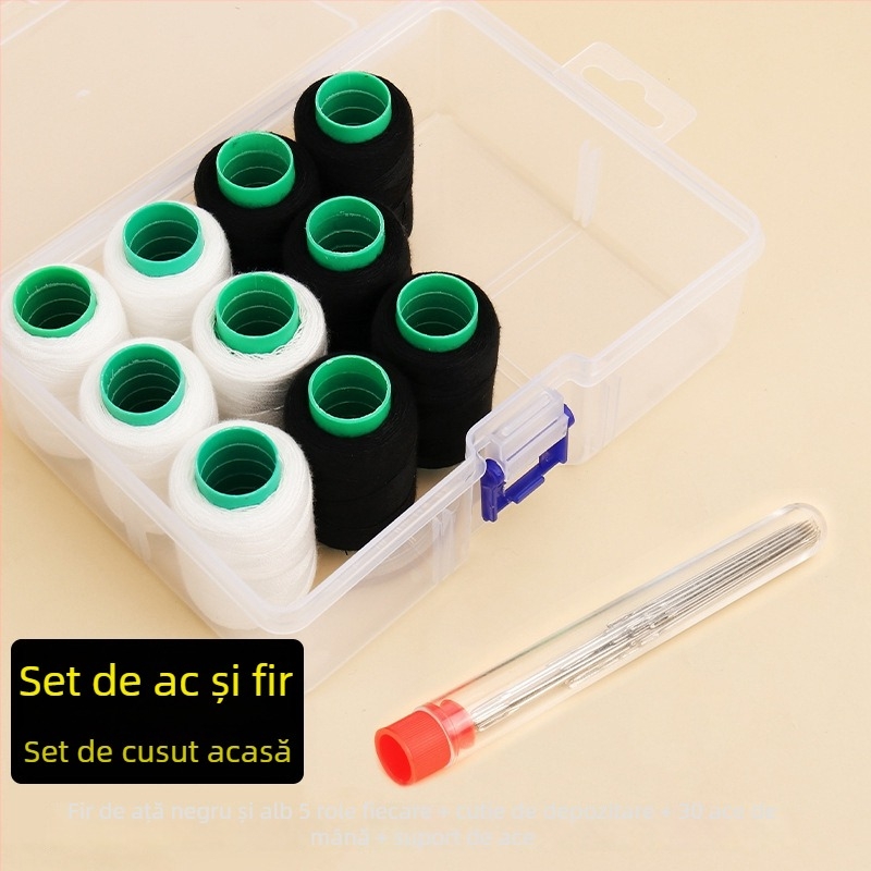 Set cu ace circulare și cutie de ață – kit practic de reparații pentru cusut manual și haine (tb-0828)
