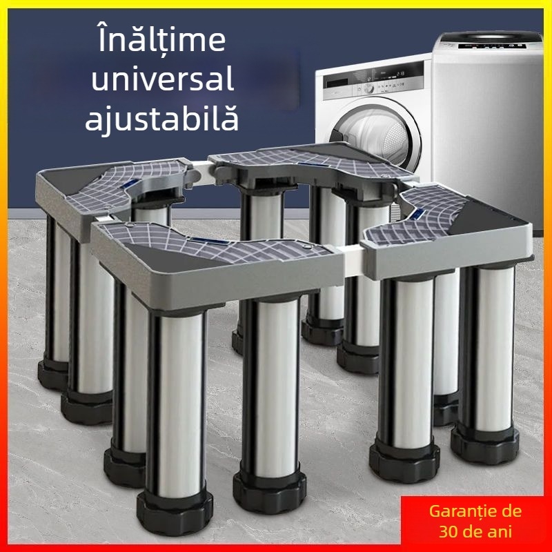 Bază universală pentru mașina de spălat cu suport reglabil înălțime și kit suport pentru unitatea exterioară a aerului condiționat (Oțel inoxidabil, SKU 12345678, Mobil)