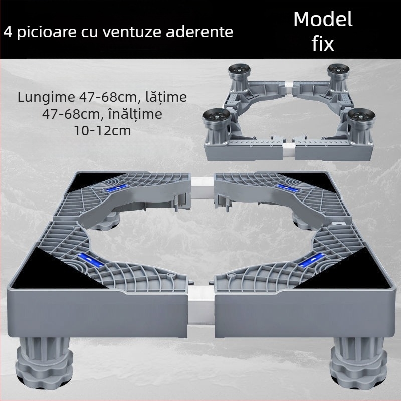 Bază universală pentru mașina de spălat cu suport reglabil înălțime și kit suport pentru unitatea exterioară a aerului condiționat (Oțel inoxidabil, SKU 12345678, Mobil)