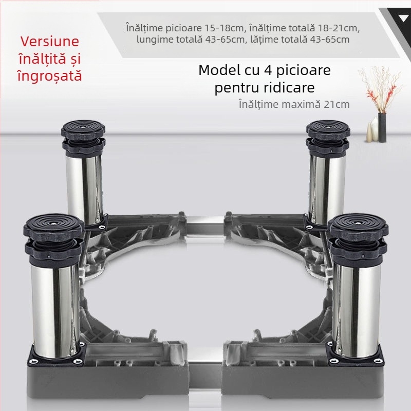 Bază universală pentru mașina de spălat cu suport reglabil înălțime și kit suport pentru unitatea exterioară a aerului condiționat (Oțel inoxidabil, SKU 12345678, Mobil)