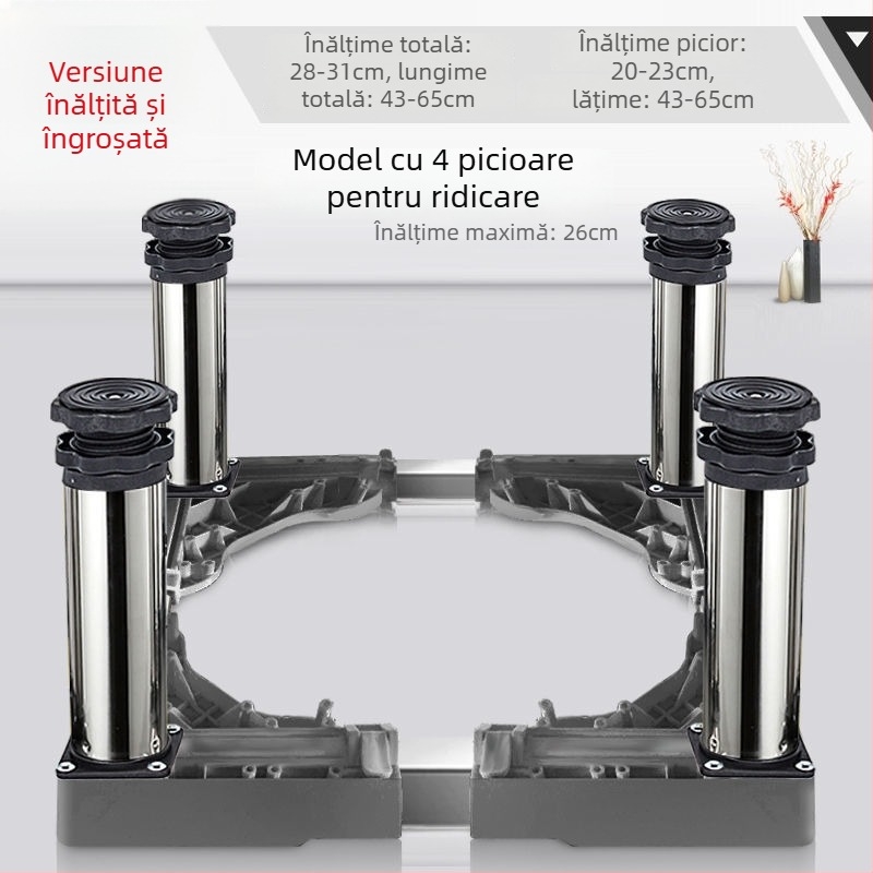 Bază universală pentru mașina de spălat cu suport reglabil înălțime și kit suport pentru unitatea exterioară a aerului condiționat (Oțel inoxidabil, SKU 12345678, Mobil)