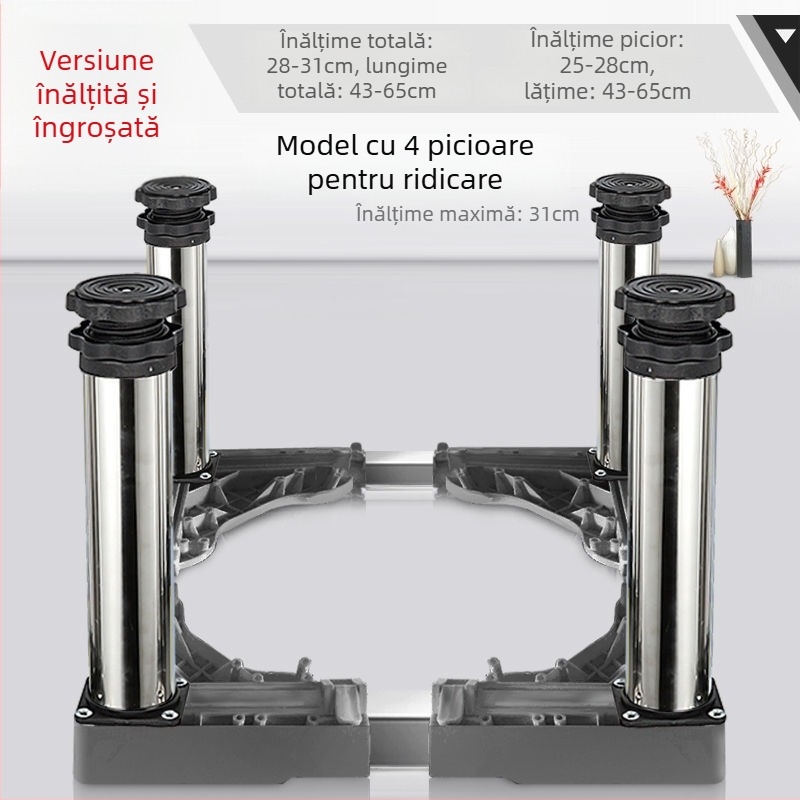 Bază universală pentru mașina de spălat cu suport reglabil înălțime și kit suport pentru unitatea exterioară a aerului condiționat (Oțel inoxidabil, SKU 12345678, Mobil)