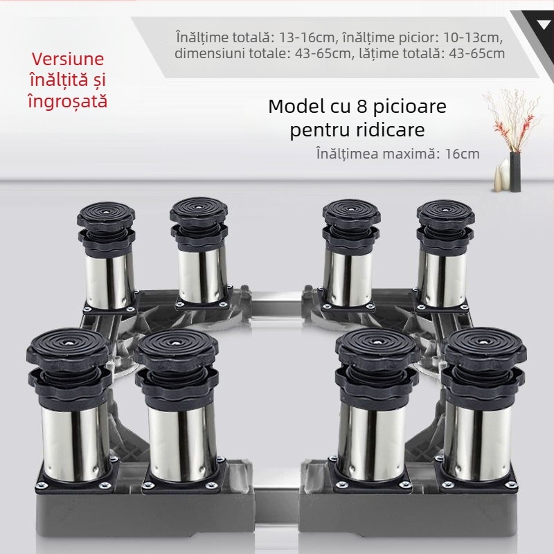 Bază universală pentru mașina de spălat cu suport reglabil înălțime și kit suport pentru unitatea exterioară a aerului condiționat (Oțel inoxidabil, SKU 12345678, Mobil)