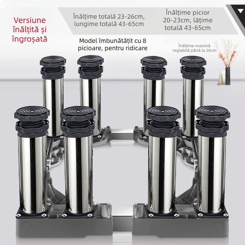 Bază universală pentru mașina de spălat cu suport reglabil înălțime și kit suport pentru unitatea exterioară a aerului condiționat (Oțel inoxidabil, SKU 12345678, Mobil)