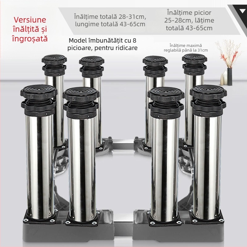 Bază universală pentru mașina de spălat cu suport reglabil înălțime și kit suport pentru unitatea exterioară a aerului condiționat (Oțel inoxidabil, SKU 12345678, Mobil)