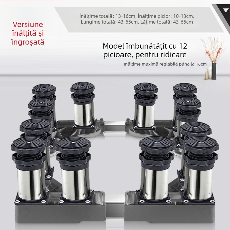 Bază universală pentru mașina de spălat cu suport reglabil înălțime și kit suport pentru unitatea exterioară a aerului condiționat (Oțel inoxidabil, SKU 12345678, Mobil)