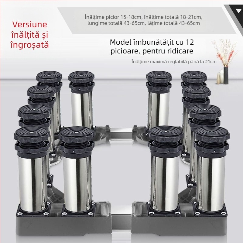 Bază universală pentru mașina de spălat cu suport reglabil înălțime și kit suport pentru unitatea exterioară a aerului condiționat (Oțel inoxidabil, SKU 12345678, Mobil)