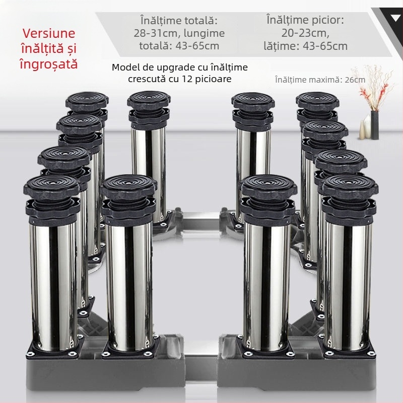 Bază universală pentru mașina de spălat cu suport reglabil înălțime și kit suport pentru unitatea exterioară a aerului condiționat (Oțel inoxidabil, SKU 12345678, Mobil)