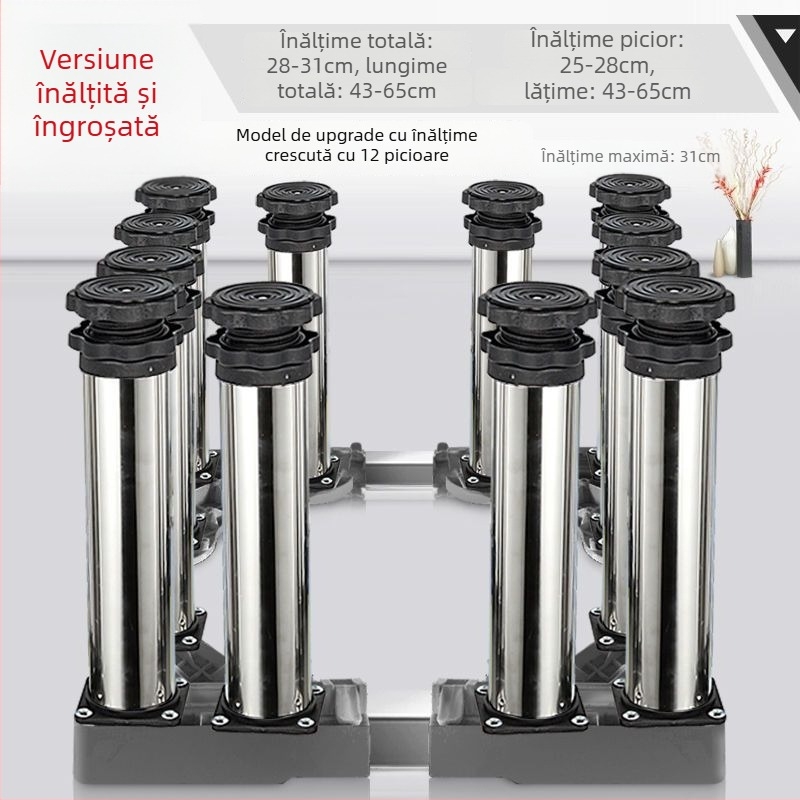 Bază universală pentru mașina de spălat cu suport reglabil înălțime și kit suport pentru unitatea exterioară a aerului condiționat (Oțel inoxidabil, SKU 12345678, Mobil)