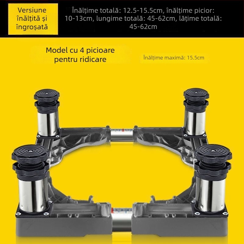 Bază universală pentru mașina de spălat cu suport reglabil înălțime și kit suport pentru unitatea exterioară a aerului condiționat (Oțel inoxidabil, SKU 12345678, Mobil)