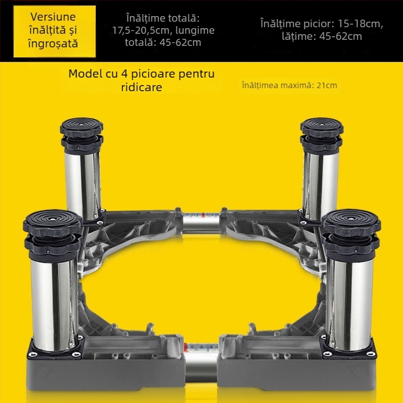 Bază universală pentru mașina de spălat cu suport reglabil înălțime și kit suport pentru unitatea exterioară a aerului condiționat (Oțel inoxidabil, SKU 12345678, Mobil)