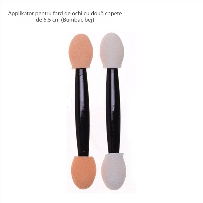 HEYI HY108 Pensulă de ochi de unică folosință, cu burete dublu cap, mâner din plastic scurt, lungime a părului reglabilă, ambalaj tip set