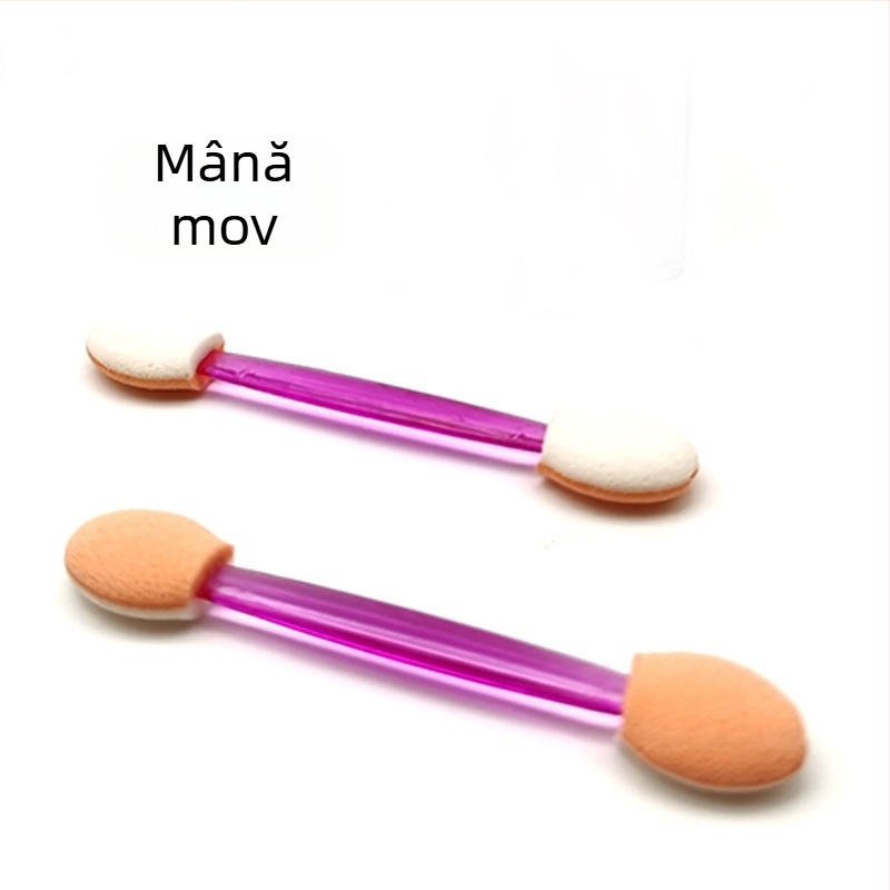 HEYI HY108 Pensulă de ochi de unică folosință, cu burete dublu cap, mâner din plastic scurt, lungime a părului reglabilă, ambalaj tip set