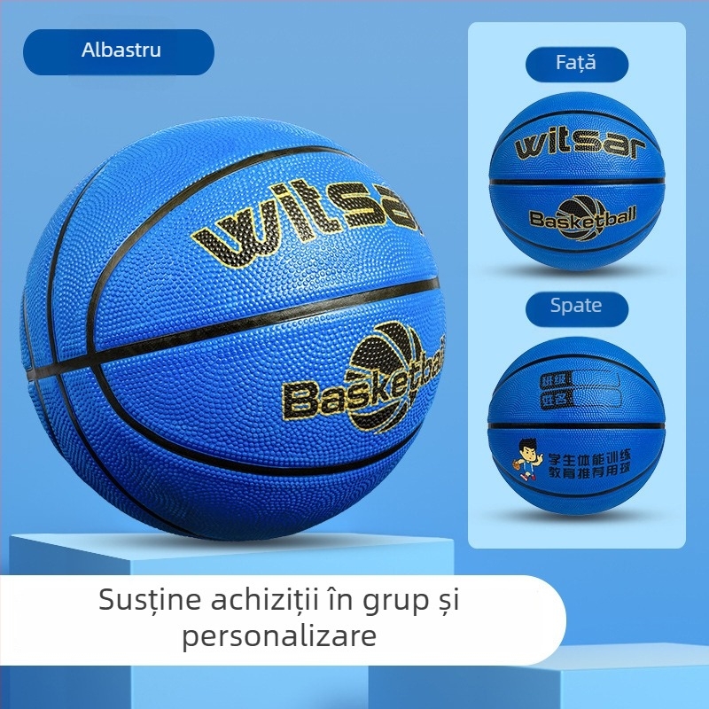 Minge baschet pentru copii din cauciuc cu siglă imprimată și opțiune de personalizare, marca Witsar, pentru exerciții de baschet, standard național