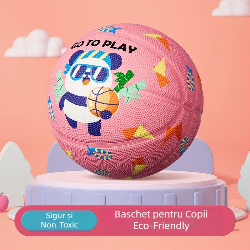 Minge baschet pentru copii din cauciuc cu siglă imprimată și opțiune de personalizare, marca Witsar, pentru exerciții de baschet, standard național