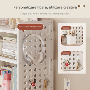 Raft de birou cu design în straturi și separatoare reglabile, tablă cu găuri pentru organizare, model 0010